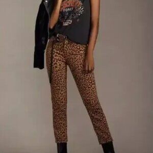 NWOT MOTHER The Mid Rise Rider Ankle Leopard Jeans Size 27